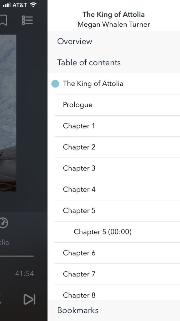 Screenshot demonstrating chapter title listings on iphone using Overdrive
