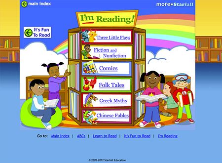 starfall i'm reading bookshelf