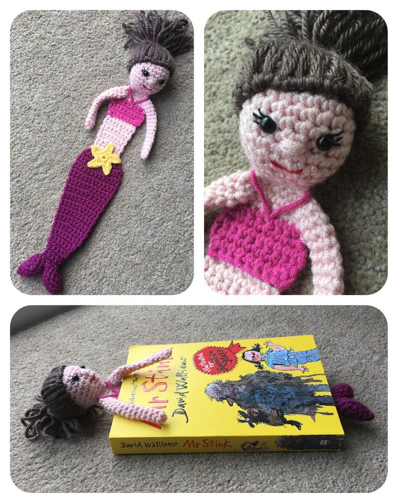 Crochet Squashed Mermaid Bookmark from Lau Loves Crochet