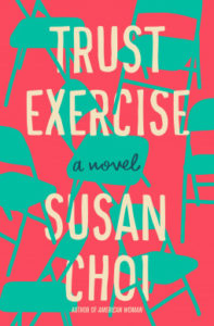 Trust Exercise cover - blue folding chairs on pink background