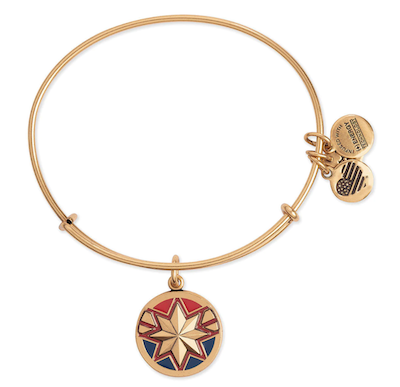 bangle bracelet with Captain Marvel symbol in gold