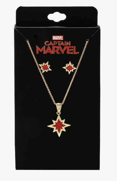 Captain Marvel star earring and necklace set