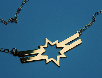 Gold Captain Marvel symbol necklace