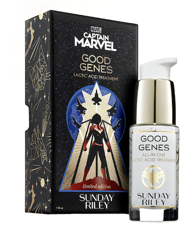 Sunday Riley Good Genes with Captain Marvel packaging