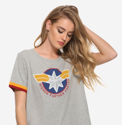 Captain Marvel Merchandise higher further faster tshirt from Box Lunch