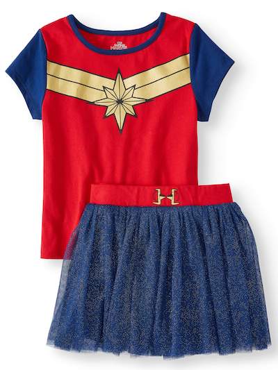 Kids captain marvel skirt and top