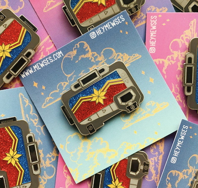 Captain Marvel pager enamel pin