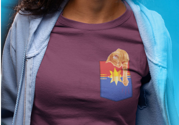 Goose Captain Marvel Pocket Tee from Captain Marvel Goose Goodies You Need in Your Life | bookriot.com