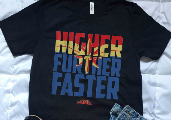 Higher Further Faster Shirt from Marvel Tees To Show Off Your Love for Avengers: Endgame | bookriot.com