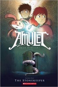 cover image of Amulet: The Stonekeeper by KAZU KIBUISHI, an example of portal fantasy sub-genre 