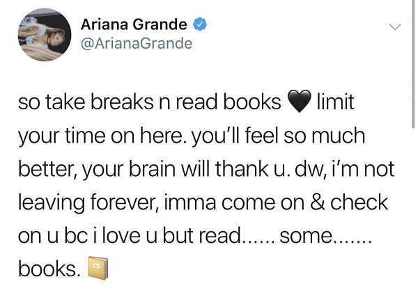 Ariana Grande Book Tweet