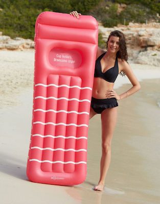 Image of a pink beach float with space for boobs. 