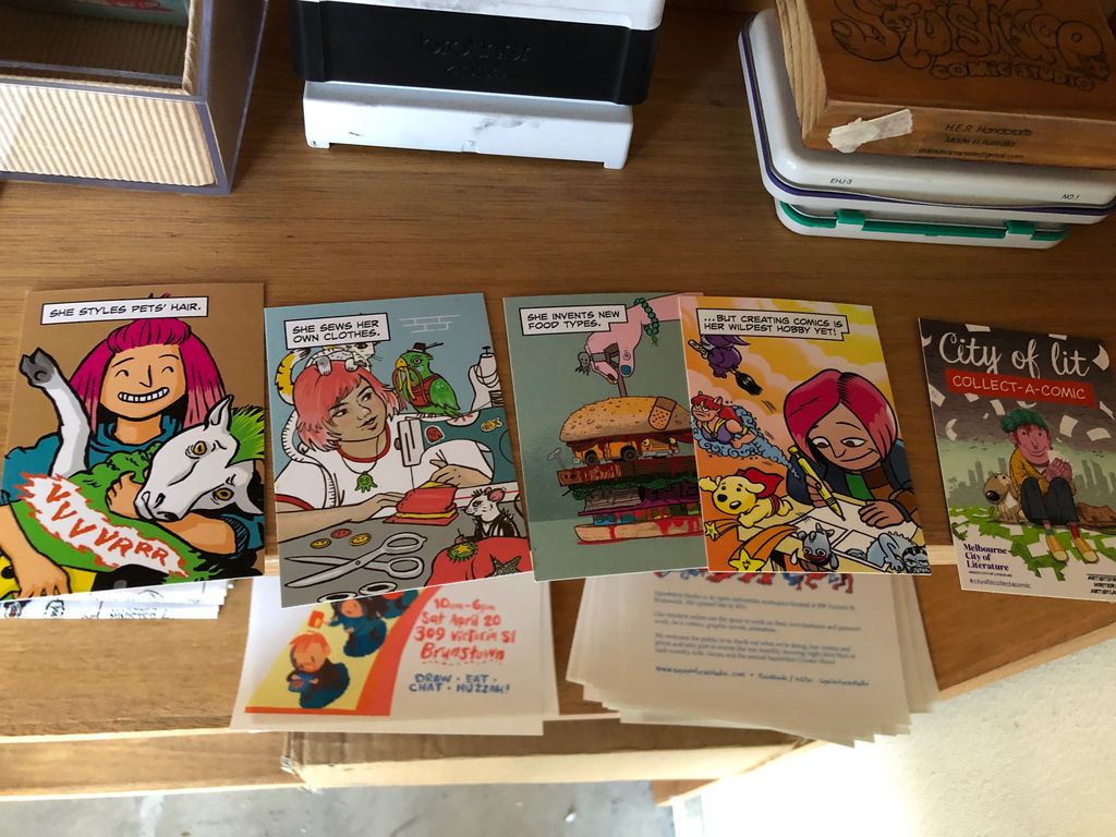 Series of collect-a-comic business cards
