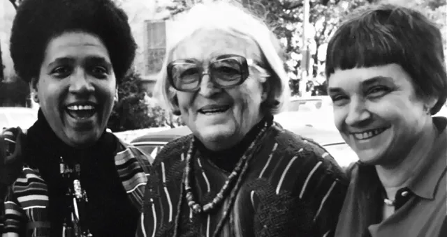 Audre Lorde, Meridel Lesueur, Adrienne Rich 1980, photo by K. Kendall