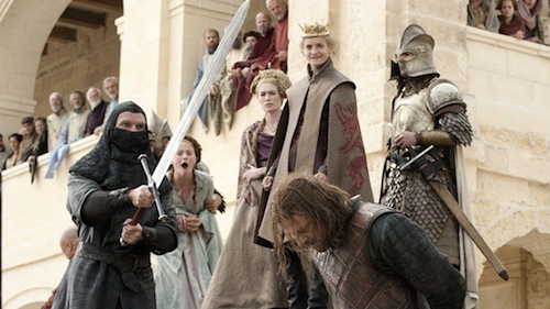 Sean Bean, Lena Headey, Jack Gleeson, and Sophie Turner in Game of Thrones