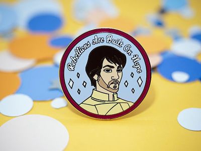 Cassian Andor enamel pin with the text 'Rebellions Are Built On Hope'