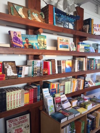 A book display at da Shop in Kaimuki, Hawai'i