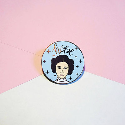 Princess Leia galaxy enamel pin with the text 'Hope'