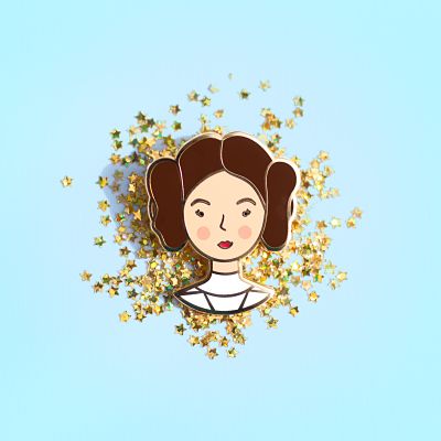 Princess Leia space buns enamel pin