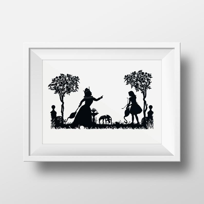 Alice In Wonderland Black And White Poster