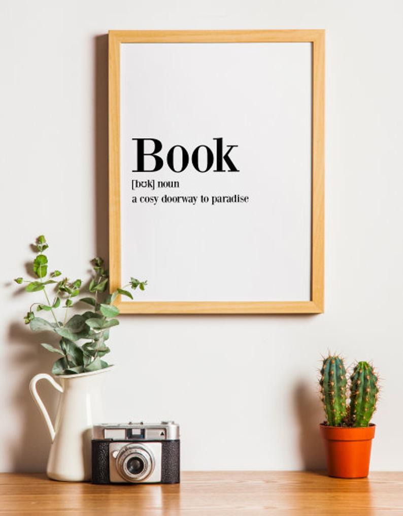 Book definition black and white poster