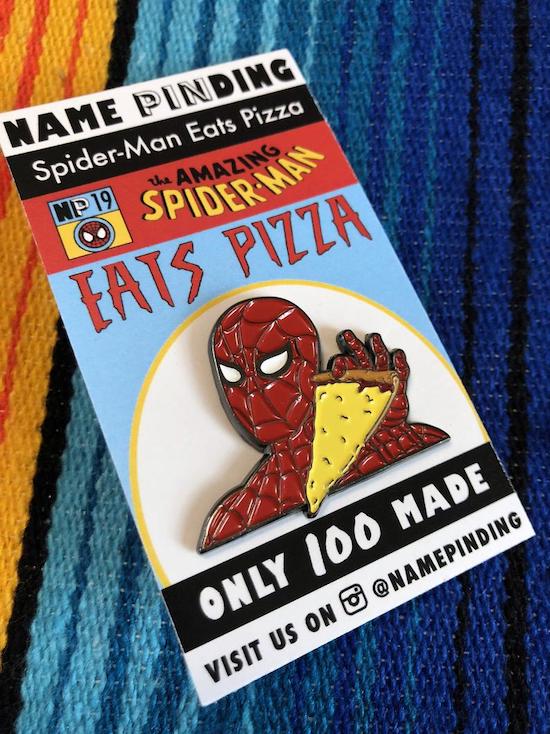 spider-man eats pizza pin
