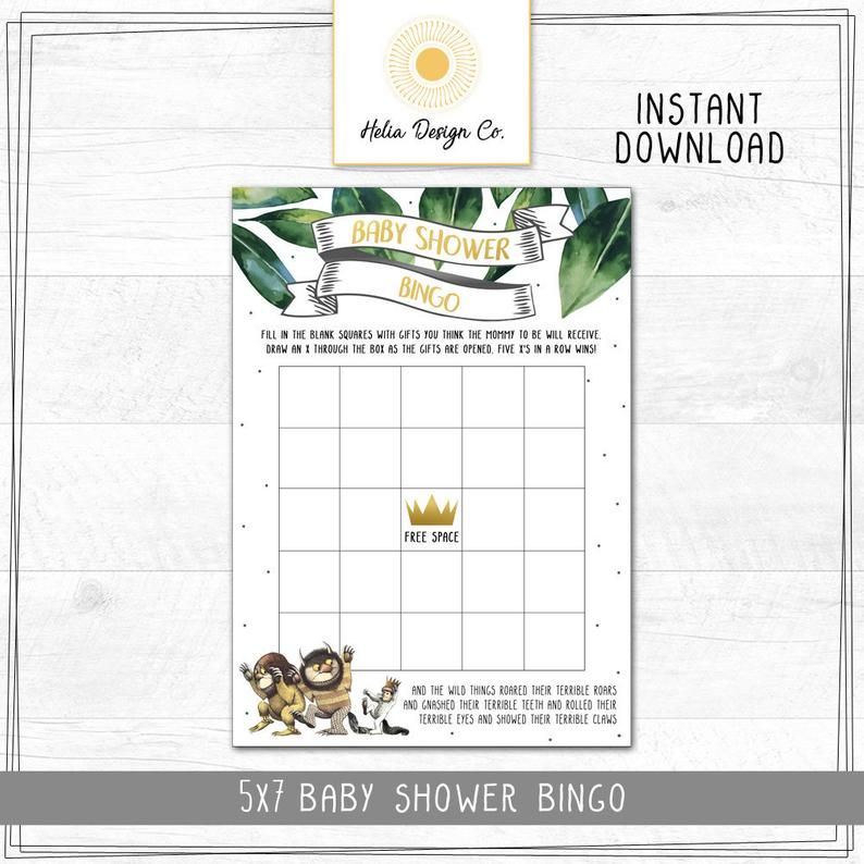 Where the wild things are baby shower bingo