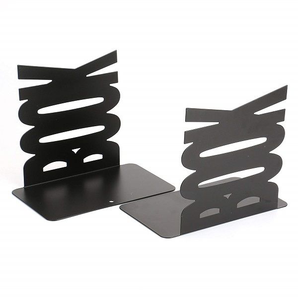 Bookends made of the word book in metal