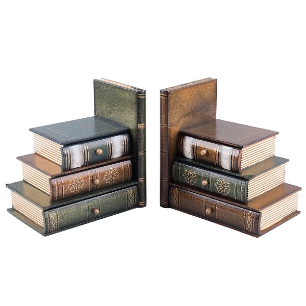 Bookends with three small drawers disguised as books