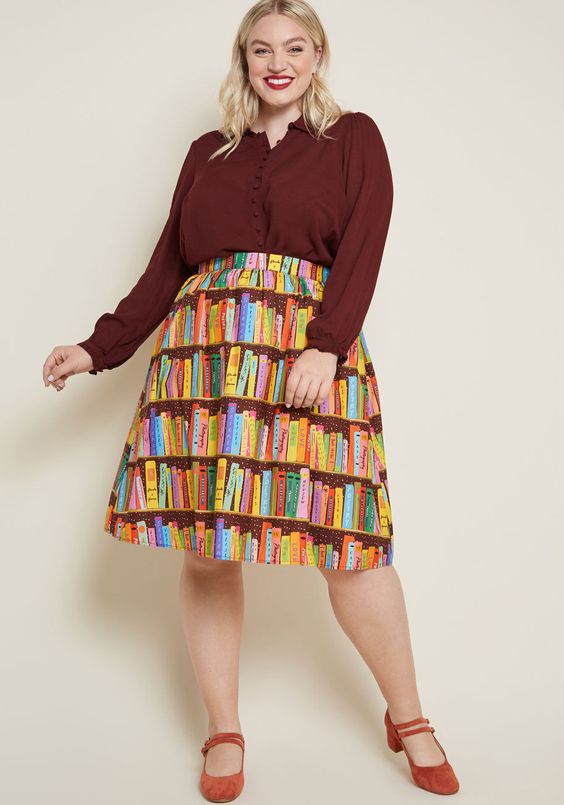 book spines skirt plus size 