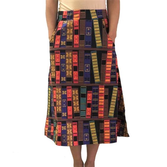 book print a line skirt plus size 