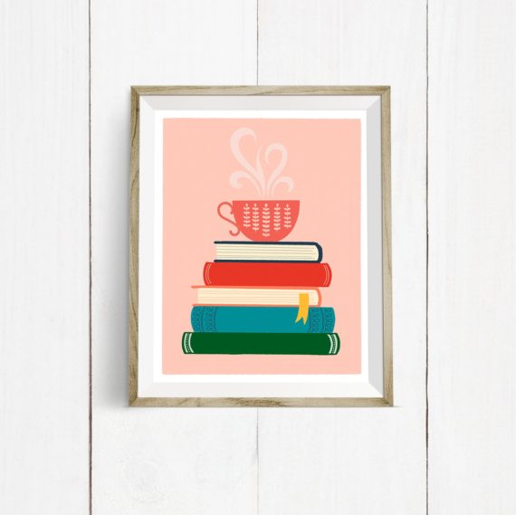 Tea Book Stack Art Print