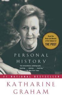 cover of Personal History by Katharine Graham; black and white photo of the author