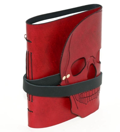 red leather skull notebook cover