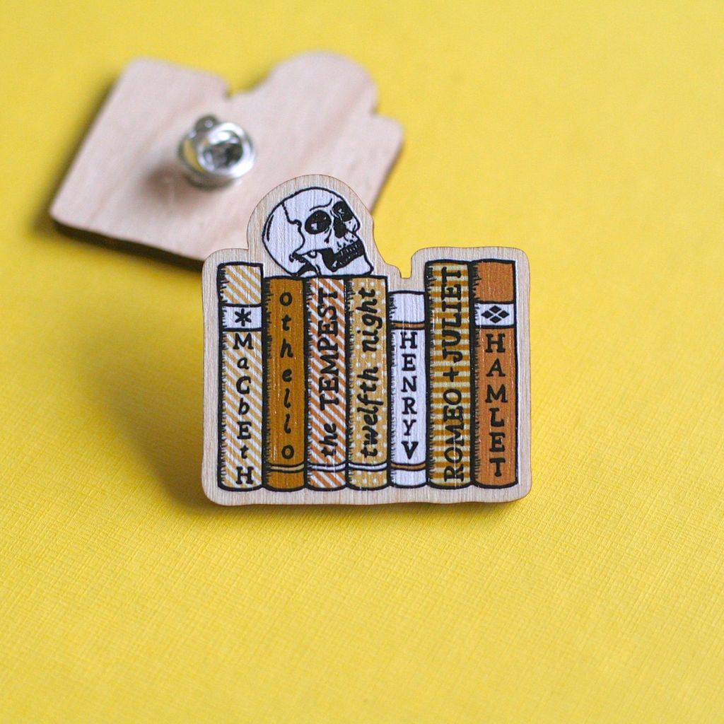 shakespeare bookshelf pin