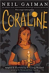 Coraline by Neil Gaiman book cover 