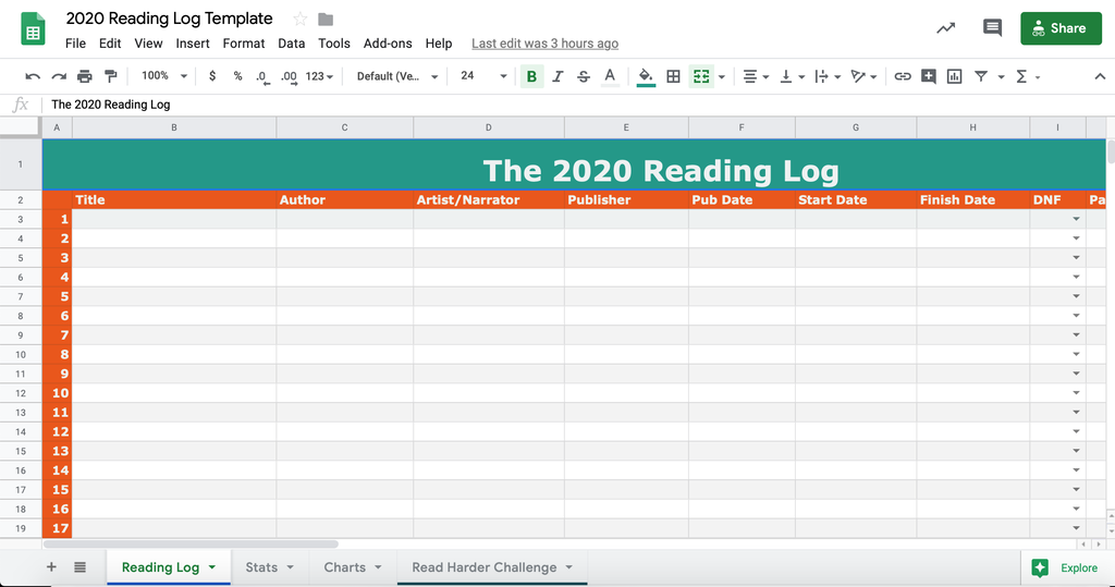 2020 Reading Log