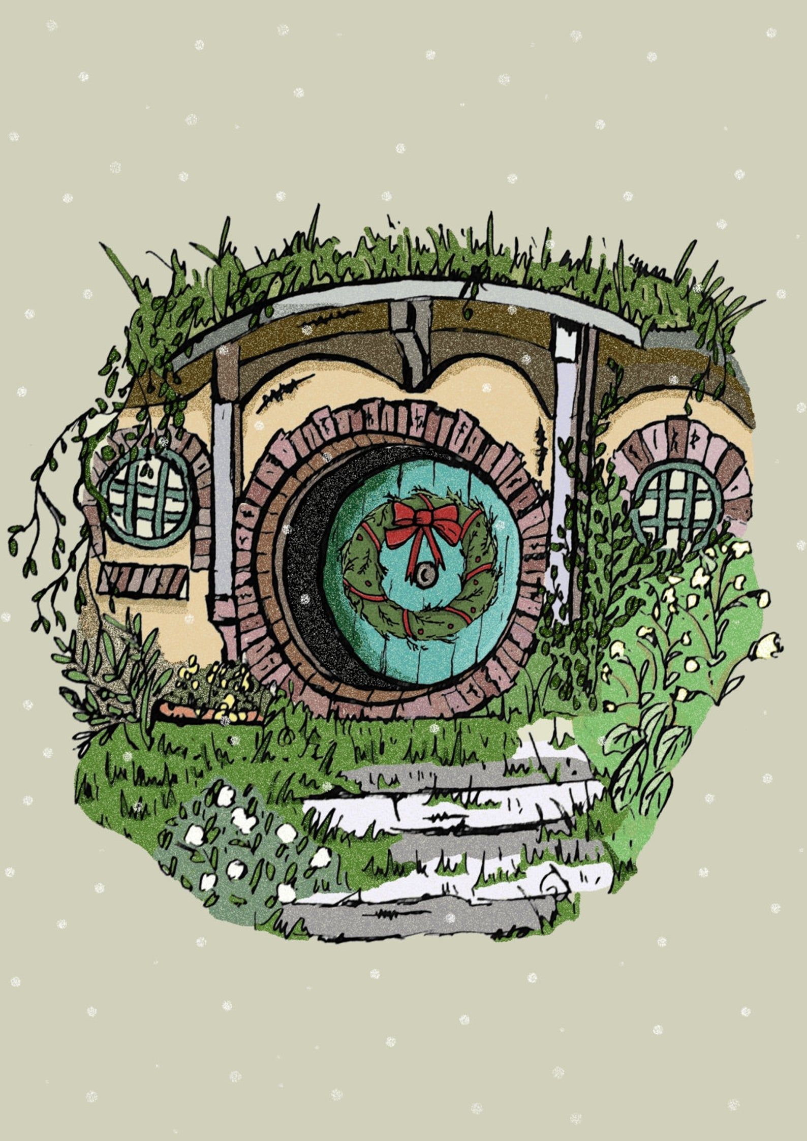 Hobbit Hole Christmas Card