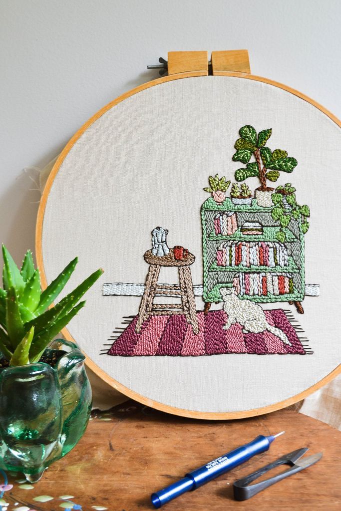 Cozy Reading Nook Punch Needle Embroidery Pattern