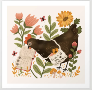 Reading Chicken Art Print