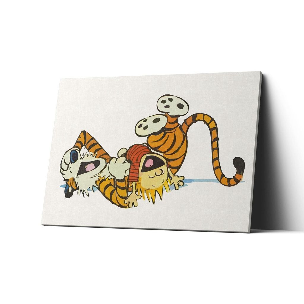 Calvin and Hobbes laughing canvas print