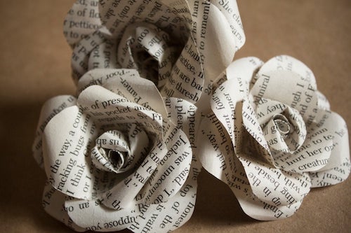 paper roses made from books