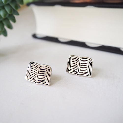 book stud earrings