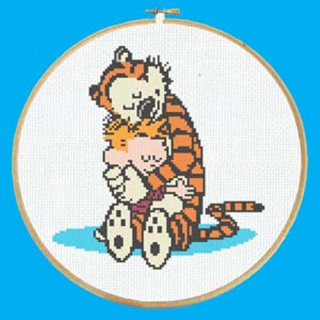 Calvin and Hobbes cross stitch pattern
