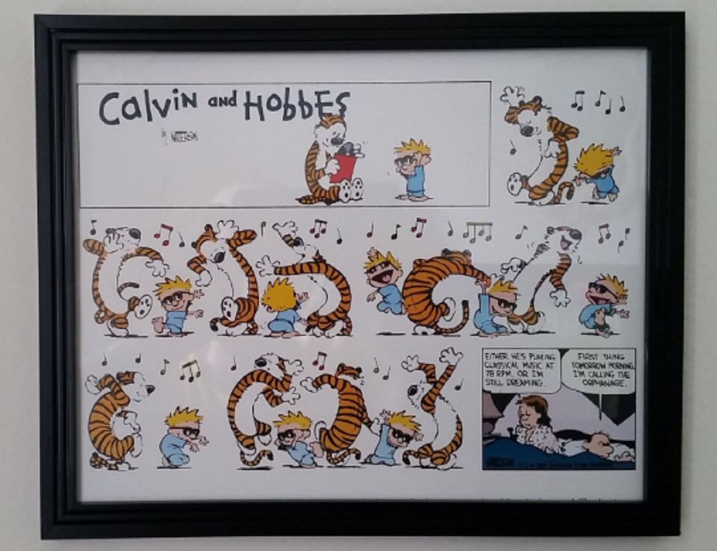 Calvin and Hobbes comic spread - dance morning