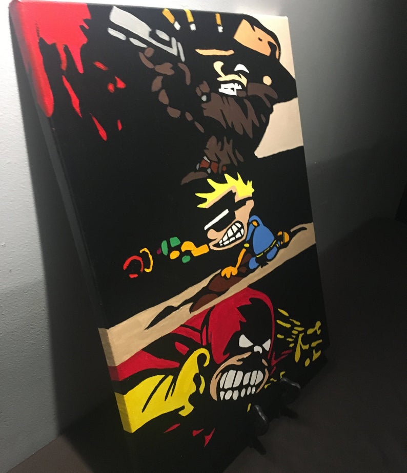 Painting of Tracer Bullet, Spaceman Spiff, and Stupendous Man