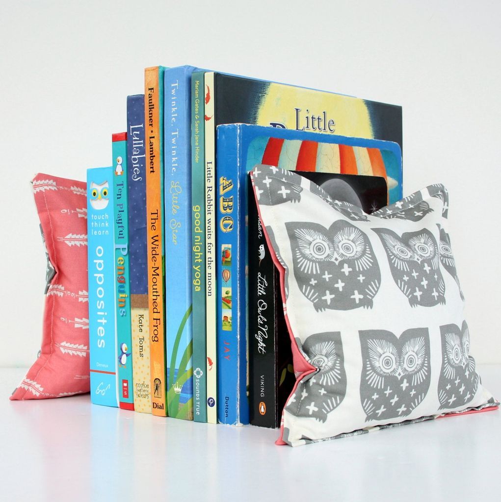Fabric bookends from Etsy https://www.etsy.com/listing/507198609/owl-woodland-nursery-kids-bookends-child?ref=shop_home_active_28