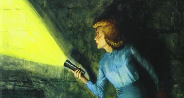 closeup of Nancy Drew from cover of The Hidden Staircase