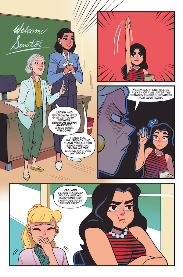 Betty and Veronica in class, With permission of Archie Comics