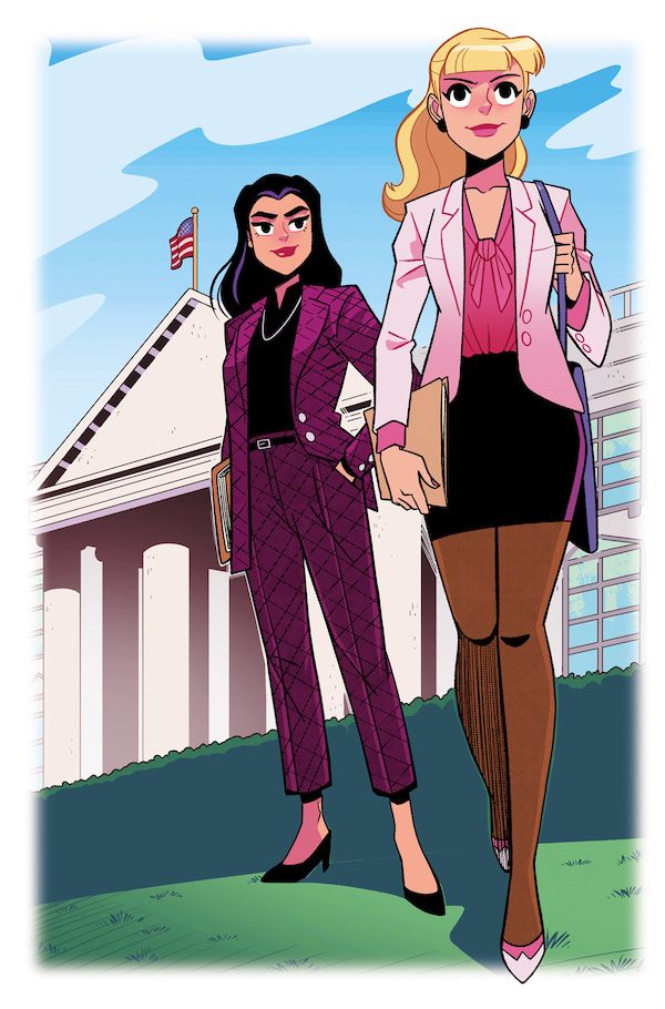 Betty and Veronica outside, With permission from Archie Comics